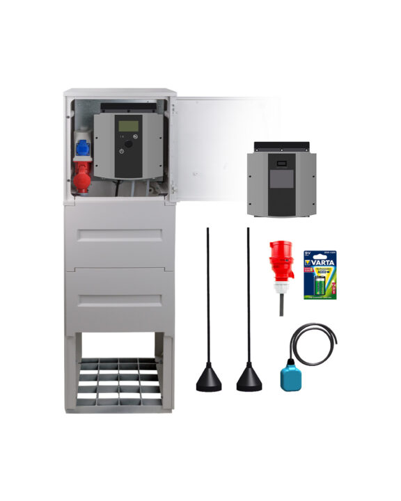 Die Steuerungstechnik für die Jung Pumpen PKS 800 & MultiCut, inklusive Schaltschrank, Schwimmerschaltern und Zubehör.